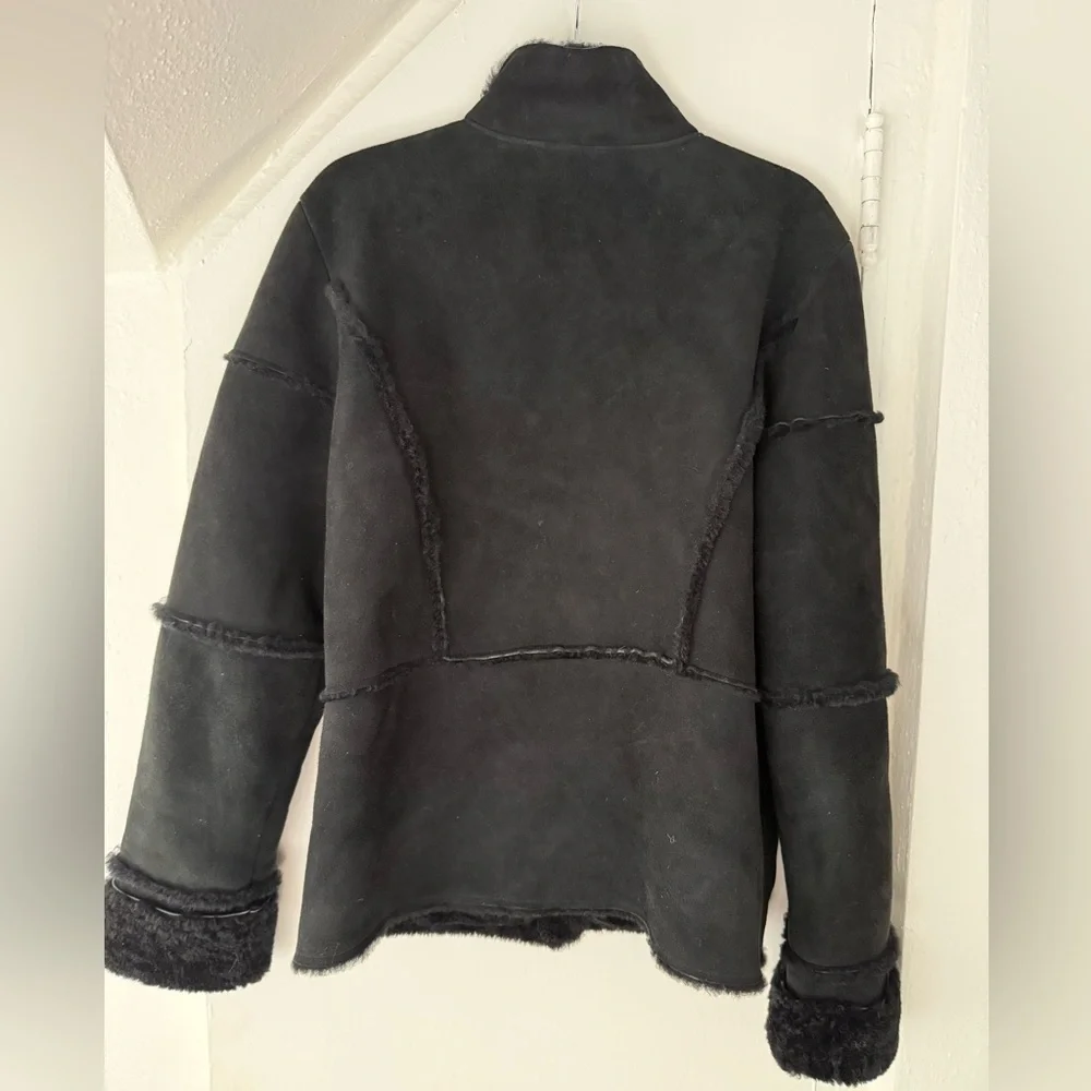 Bushwacker Genuine Suede Leather Sheepskin Lined Black Jacket Women’s Medium